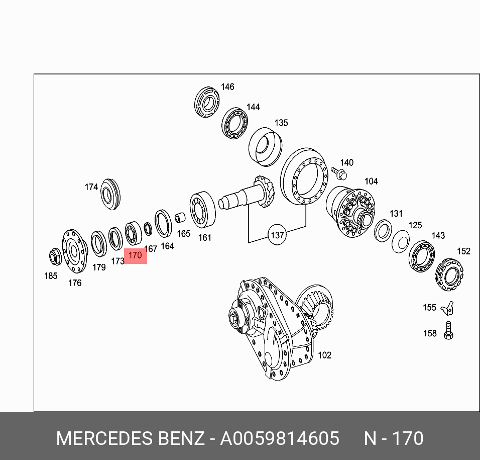 Подшипник роликовый - Mercedes A0059814605