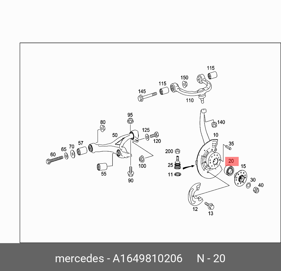 Подшипник ступицы передний - Mercedes A1649810206