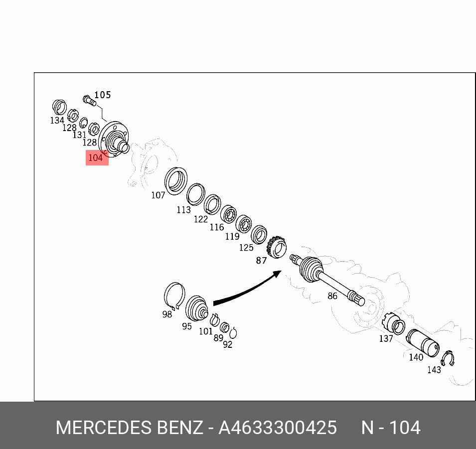 Ступица колеса - Mercedes A4633300425
