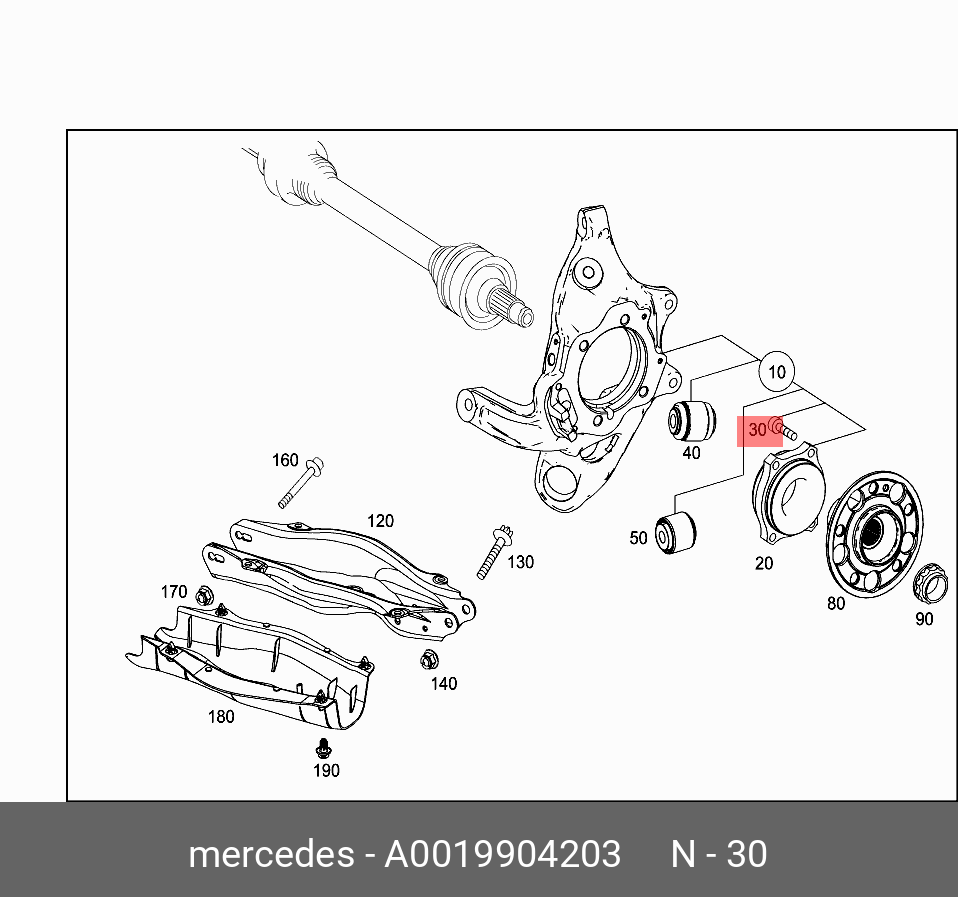 Болт крепления подшипника (нужно 4шт на сторону)  - Mercedes A0019904203