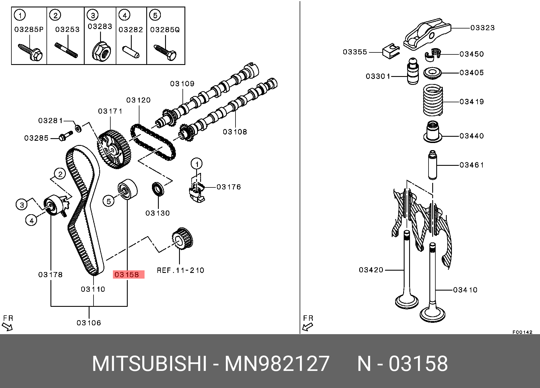 Ролик промежуточный ремня ГРМ - Mitsubishi MN982127