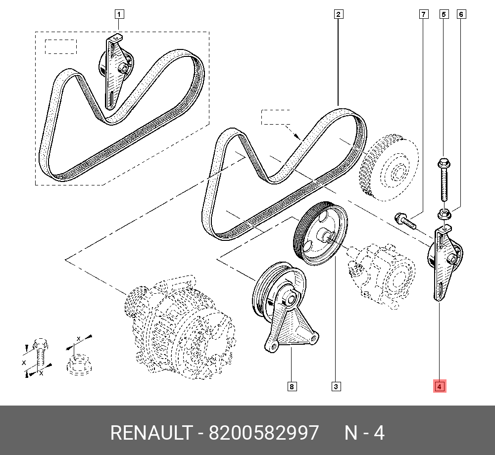 Ролик натяжной приводного ремня - Renault 8200582997