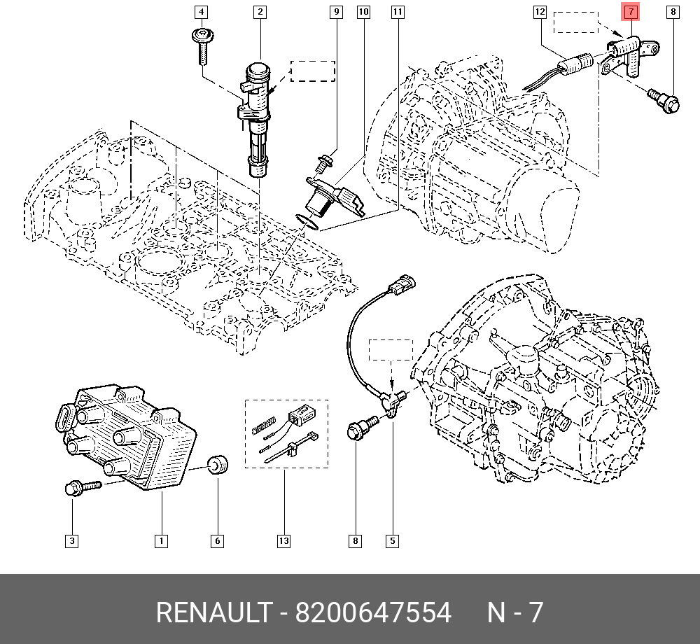 Датчик положения коленчатого вала - Renault 8200647554