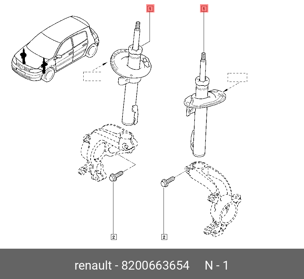 Амортизатор передний | прав/лев | - Renault 8200663654