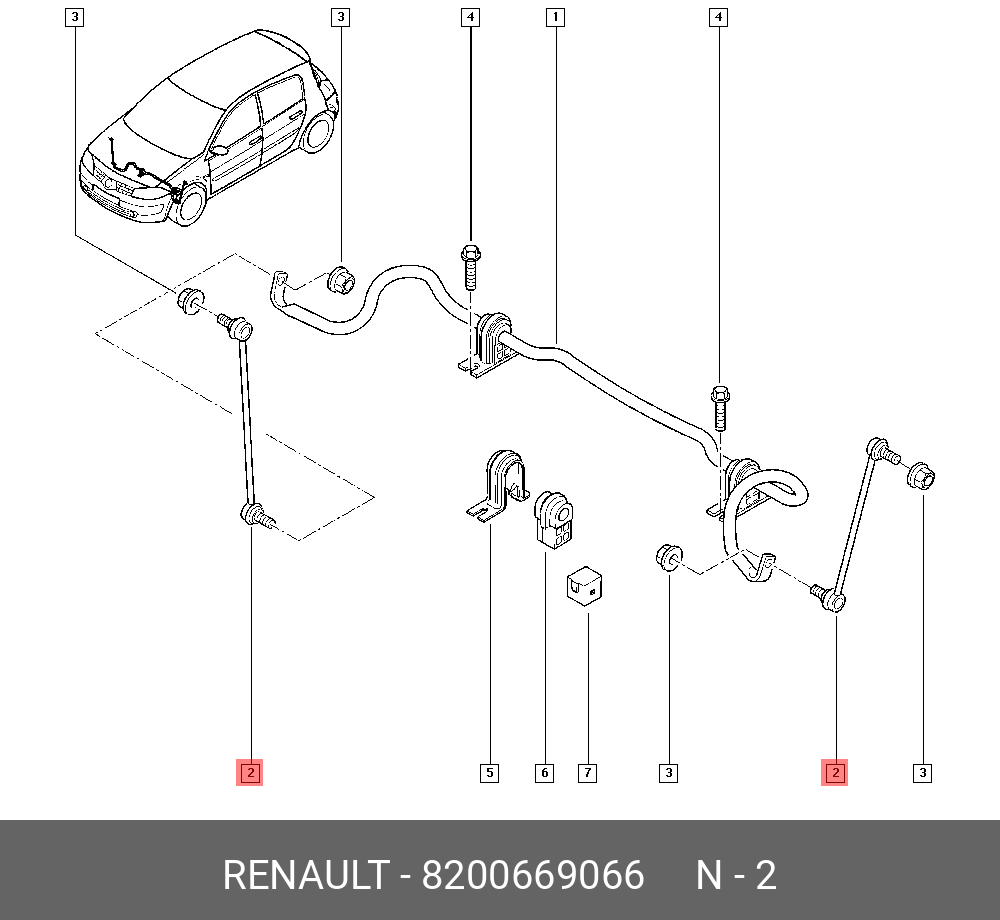 Стойка стабилизатора | перед прав/лев | - Renault 8200669066