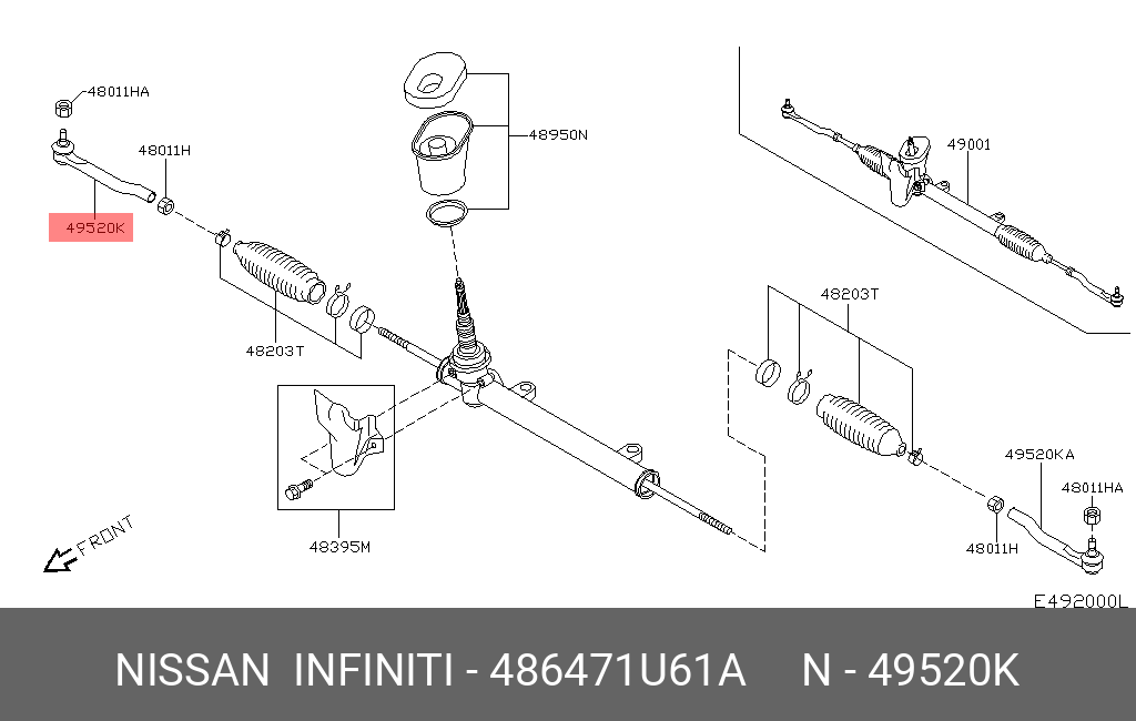 Наконечник рулевой тяги  | прав | - Nissan 48647-1U61A