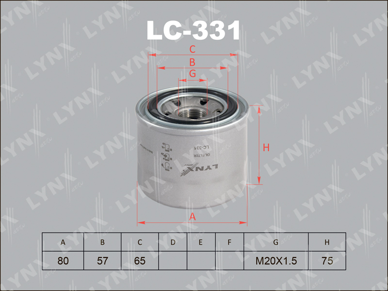 Фильтр масляный - LYNXauto LC-331