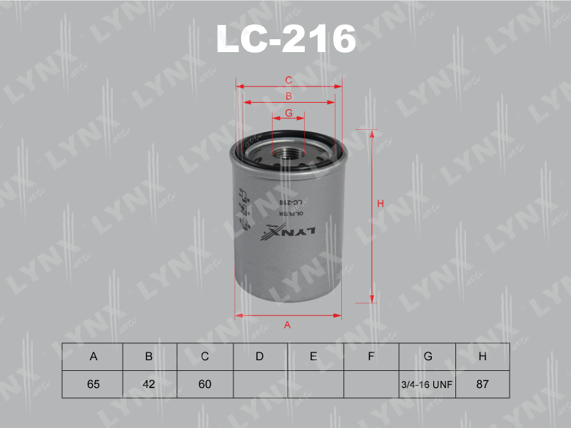 Фильтр масляный - LYNXauto LC-216