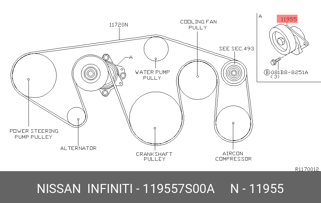 Натяжитель приводного ремня - Nissan 11955-7S00A