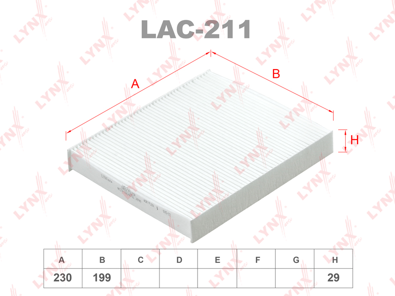 Фильтр салона - LYNXauto LAC-211