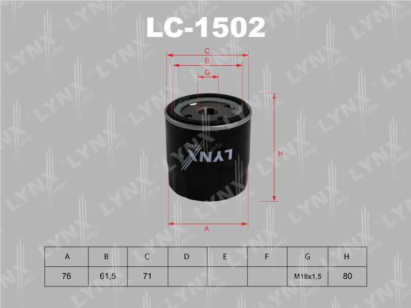 Фильтр масляный - LYNXauto LC-1502