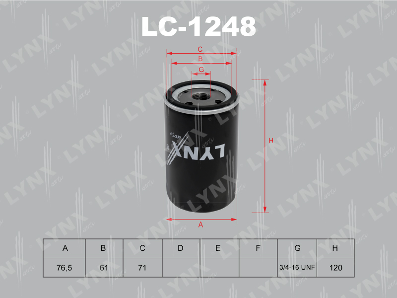 Фильтр масляный - LYNXauto LC-1248