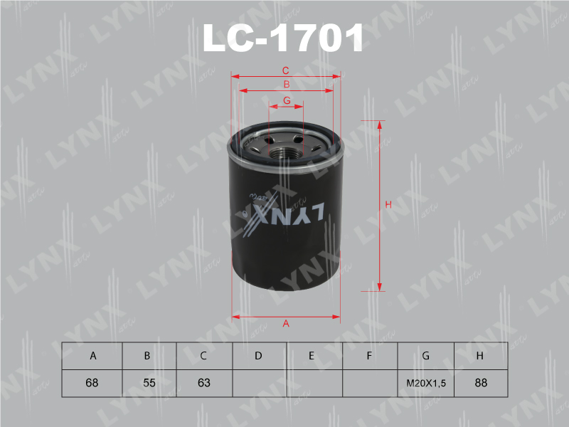 Фильтр масляный - LYNXauto LC-1701
