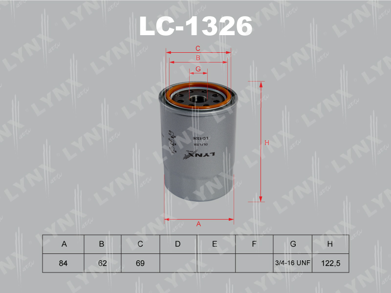 Фильтр масляный - LYNXauto LC-1326