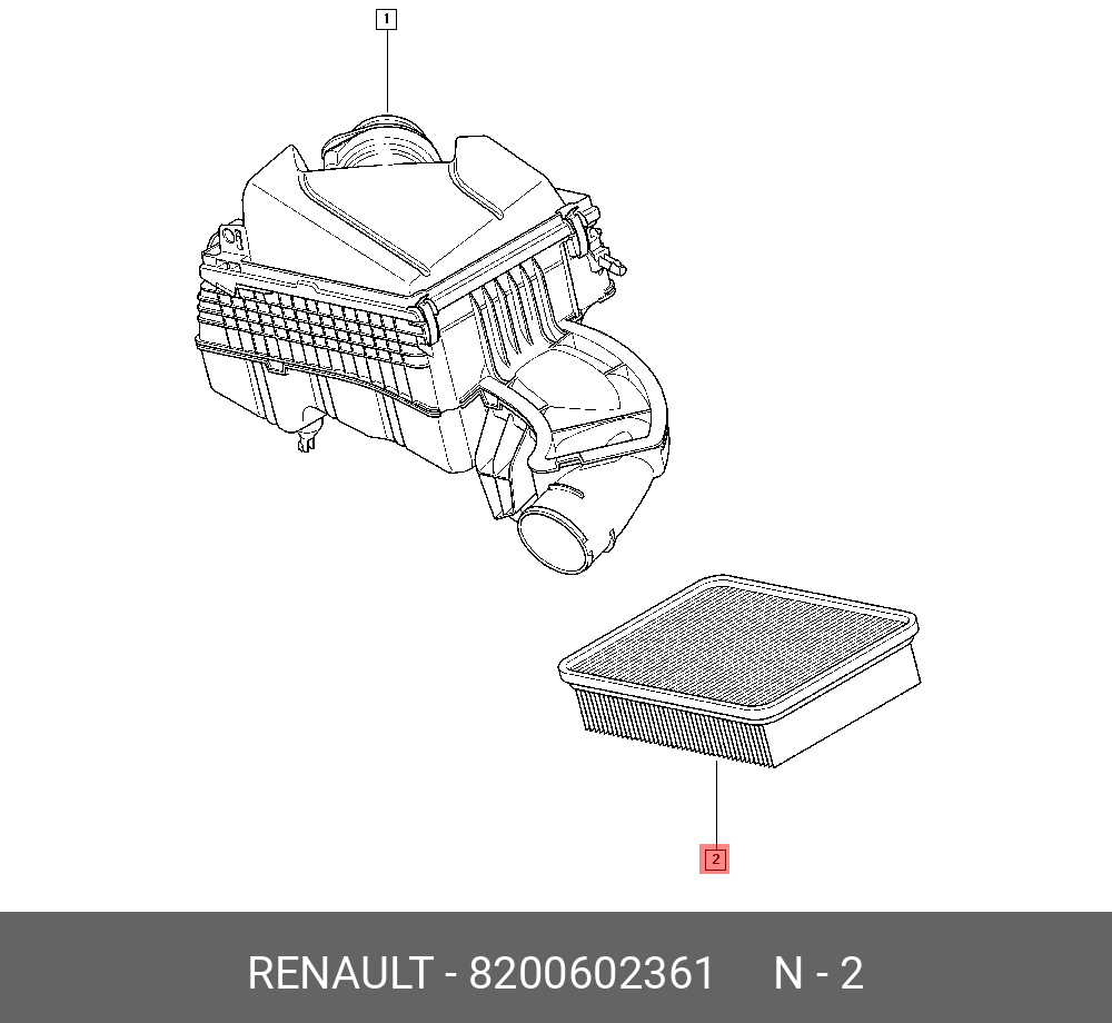 Фильтр воздушный - Renault 8200602361