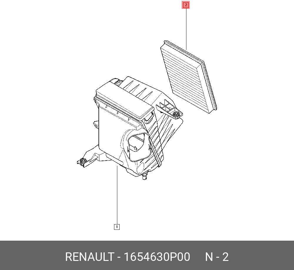 Фильтр воздушный - Renault 1654630P00