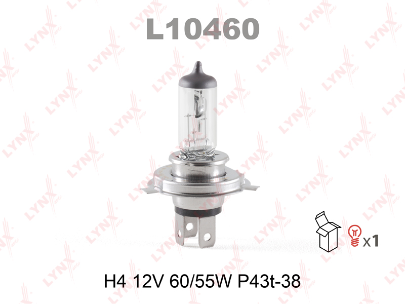 Лампа H4 12V 60/55w p43t-38 - LYNXauto L10460