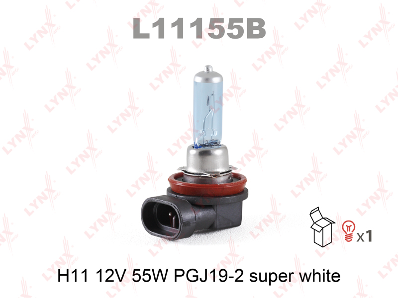 Лампа H11 12V 55W pgj19-2 super white - LYNXauto L11155B