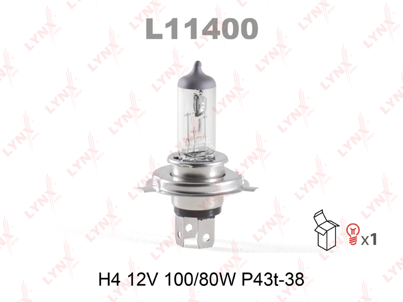 Лампа H4 12V 100/80W P43T-38 - LYNXauto L11400