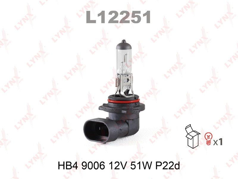 Лампа HB4 9006 12V 51W P22D - LYNXauto L12251