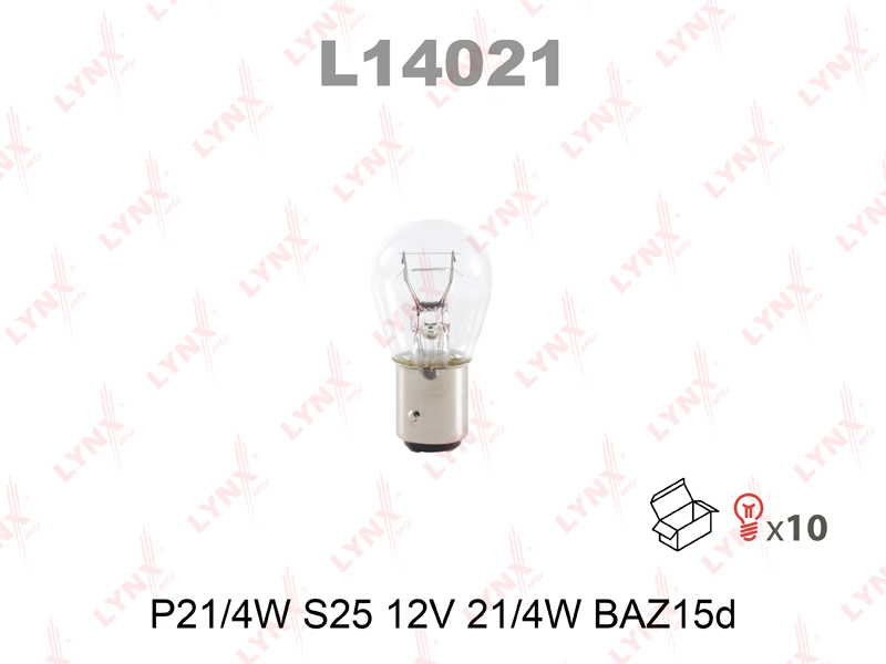 Лампа P21/4W 12V BAZ15D - LYNXauto L14021