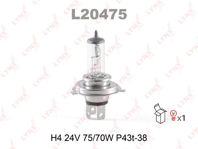 Лампа H4 24V 75/70w p43t-38 HCV - LYNXauto L20475