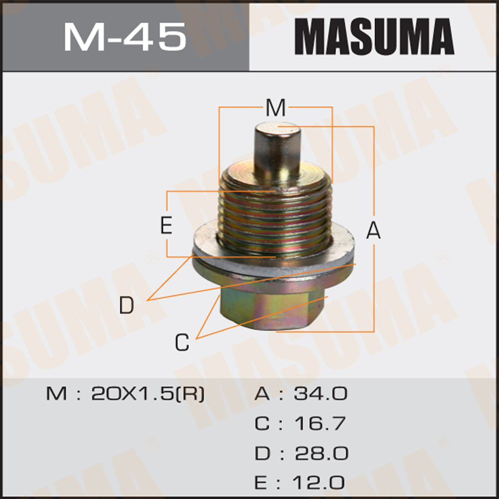 Резьбовая пробка картера двигателя - Masuma M-45