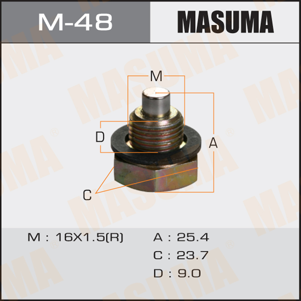 Болт маслосливной с магнитом (с шайбой) Toyota cami, rush - Masuma M-48