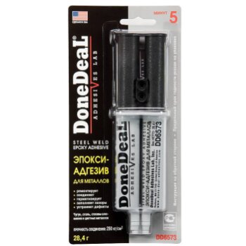 Холодная сварка DoneDeal 6573 5-минутный 2-комп эпокси-адгезив в шприце 28гр сер - Done Deal DD6573