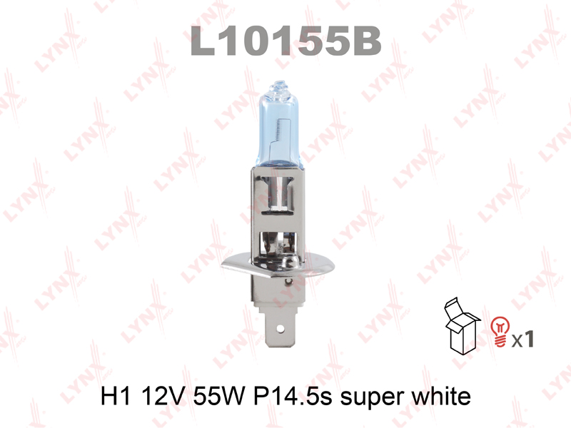Лампа H1 12V 55W P14.5S SUPER WHITE - LYNXauto L10155B