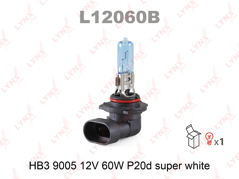 Лампа HB3 9005 12V 60W P20D SUPER WHITE - LYNXauto L12060B