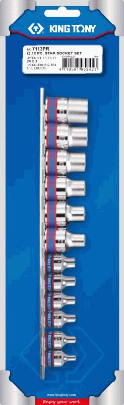 Набор торцевых головок 1/2 &3/8 , torx Е-стандарт, е4-е20, 12 предметов - King Tony 7113PR