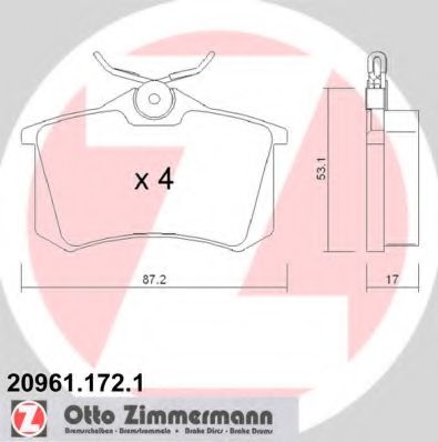Колодки тормозные дисковые | зад | - Zimmermann 20961.172.1