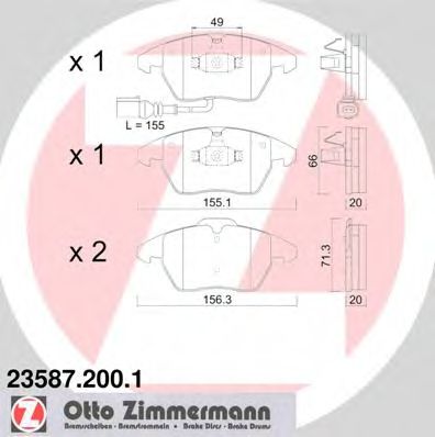 Колодки тормозные дисковые | перед | - Zimmermann 23587.200.1