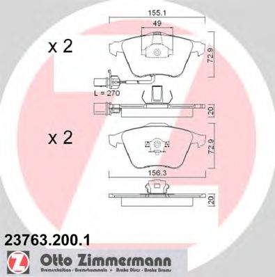 Колодки тормозные дисковые | перед | - Zimmermann 23763.200.1