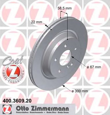 Диск тормозной | зад | - Zimmermann 400.3609.20