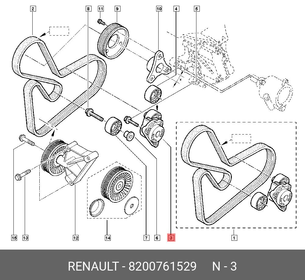 Ролик натяжной - Renault 8200761529