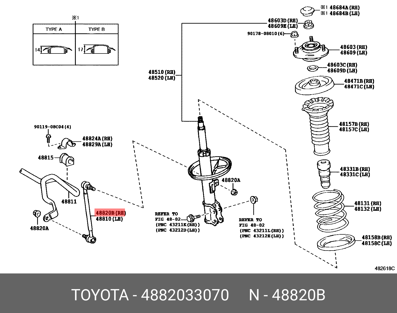 Стойка стабилизатора переднего toyota Camry | перед прав/лев | - Toyota 48820-33070