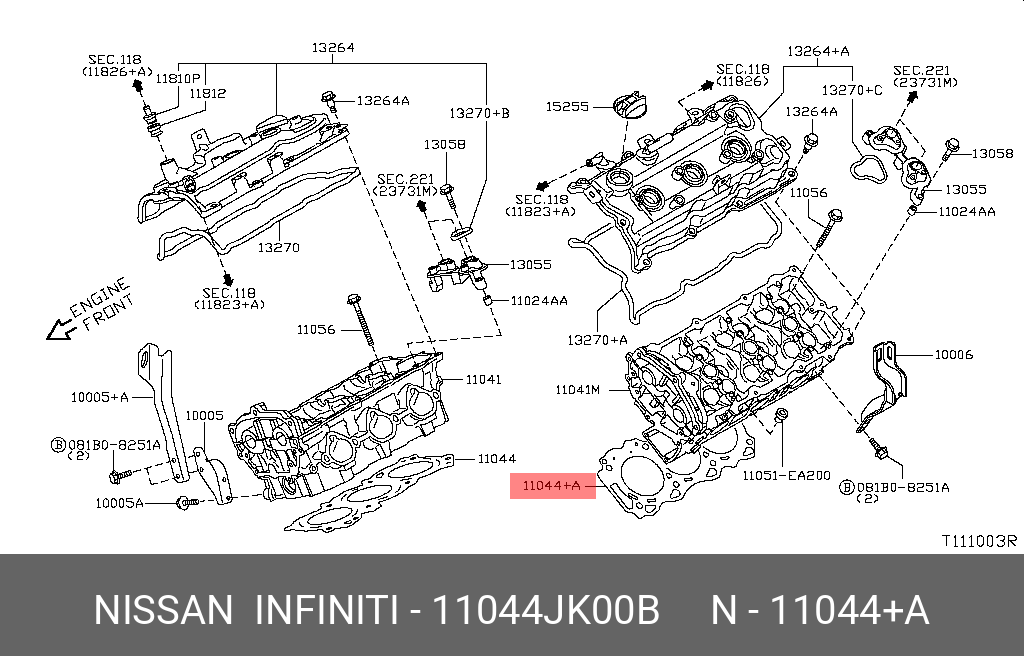 Прокладка головки блока цилиндров - Nissan 11044-JK00B