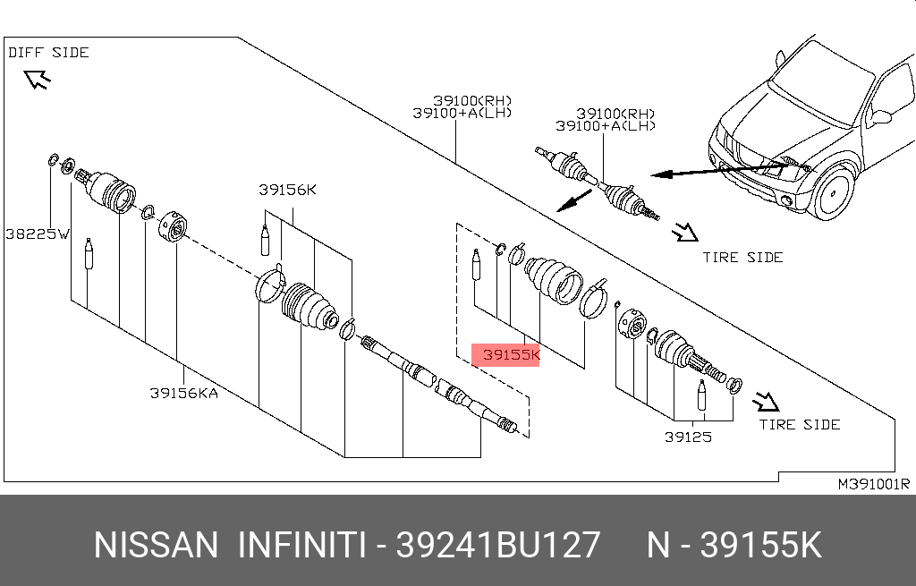 Пыльник ШРУСа - Nissan 39241-BU127