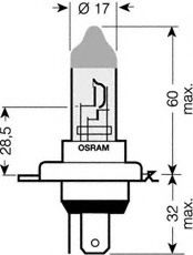 Лампа H4 12V 60/55w P43t ultra life - Osram 64193ULT-01B