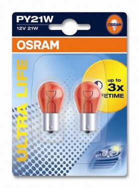 Комплект ламп py21w 12V 21W BAU15s ultra life 4 года гарантии 2шт.(1к-т) - Osram 7507ULT-02B