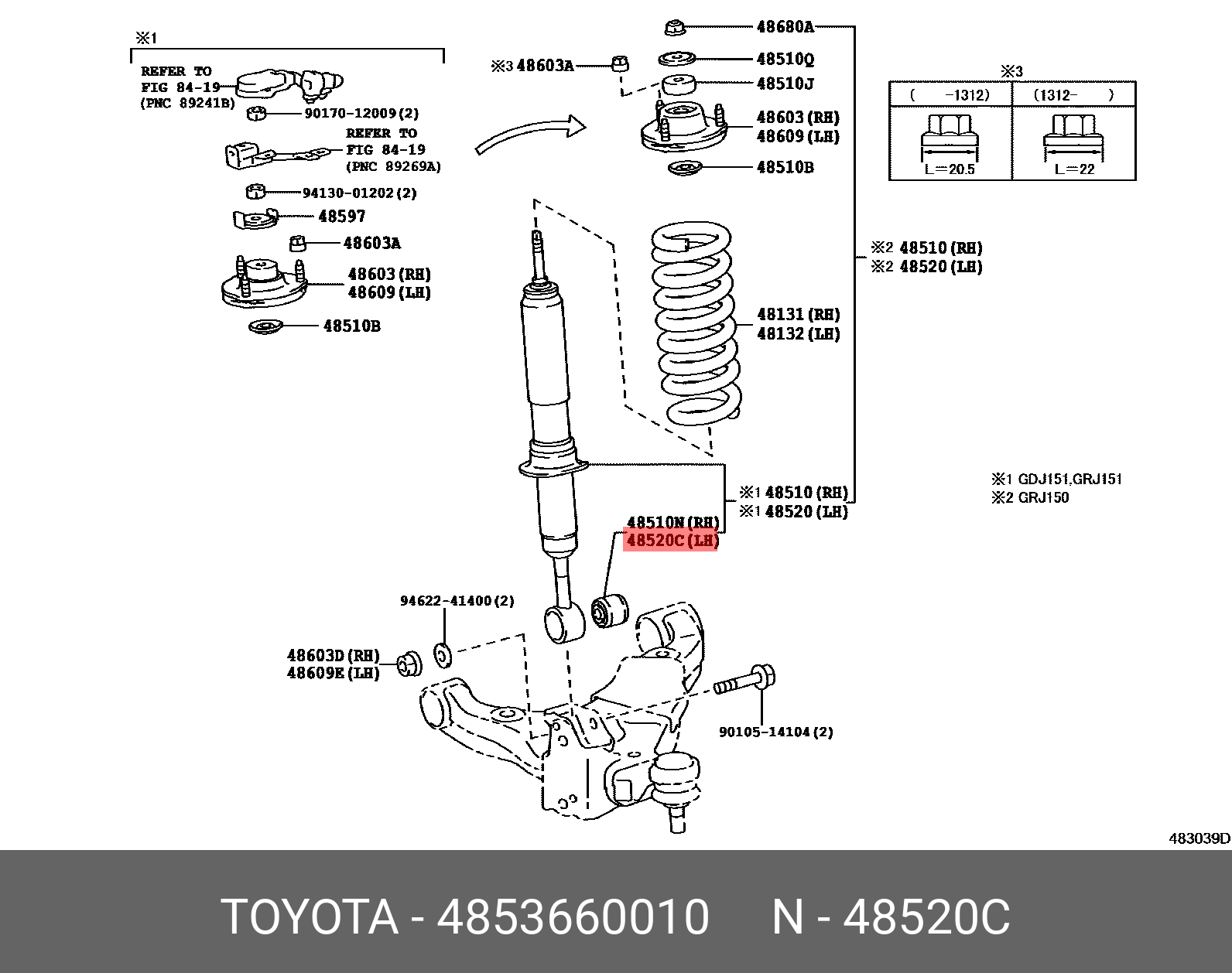 Сайлентблок рычага подвески | зад прав | - Toyota 48536-60010