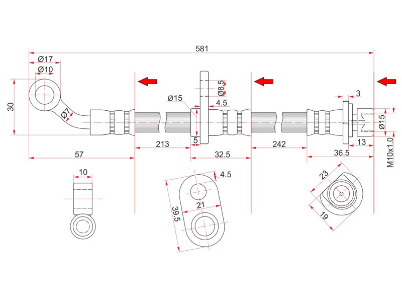 Шланг тормозной - SAT ST-01464-S5A-J02