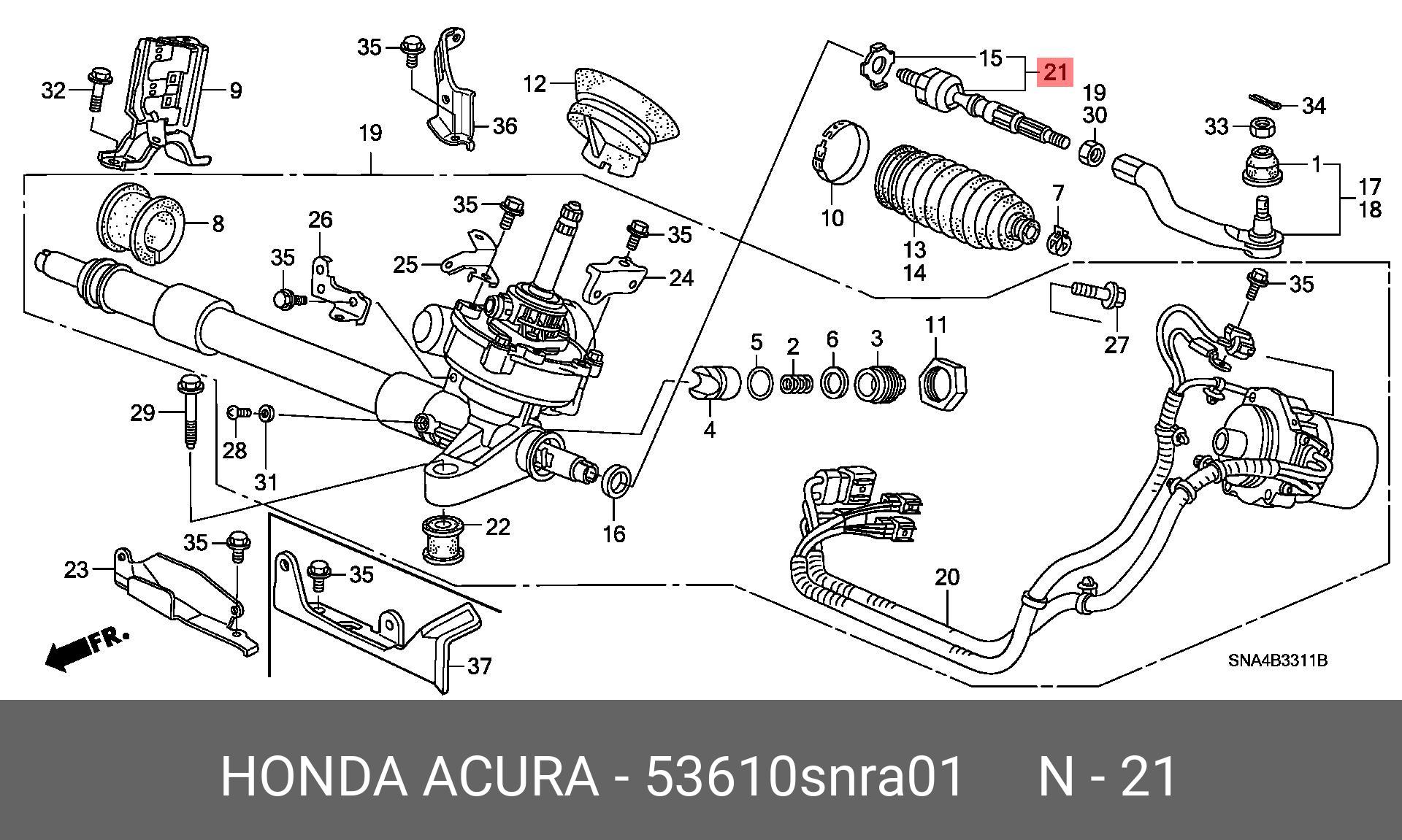 Тяга рулевая | перед прав/лев | - Honda 53610-SNR-A01