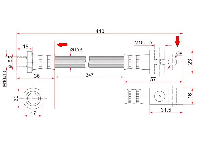 Шланг тормозной - SAT ST-46210-02J00