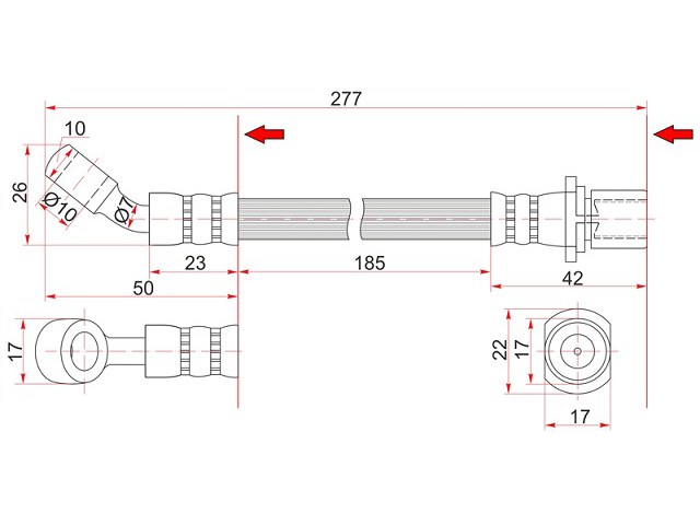 Шланг тормозной №2 задний левый - SAT ST-90947-02614