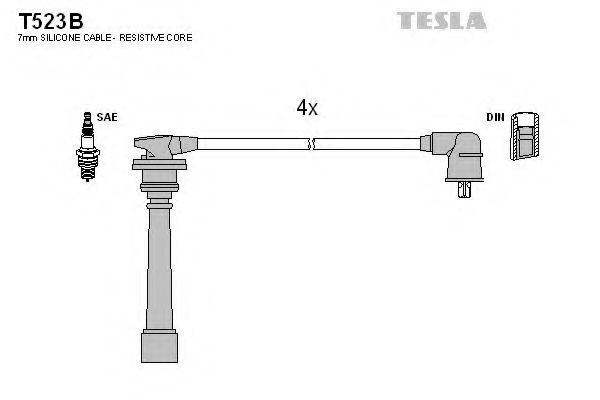 Комплект высоковольтных проводов - Tesla T523B