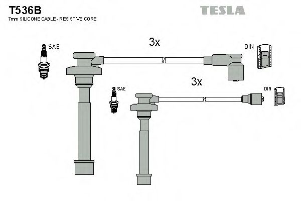 Комплект высоковольтных проводов - Tesla T536B