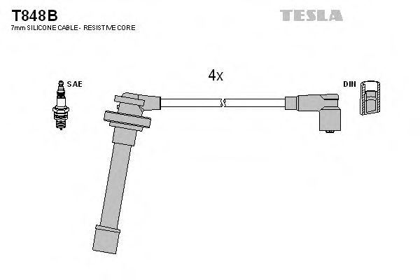 Комплект высоковольтных проводов - Tesla T848B